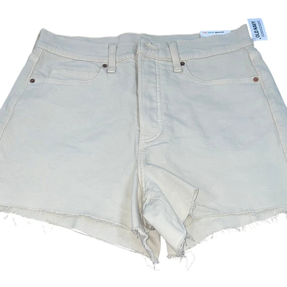 Old Navy Ivory Button Fly Shorts NEW Size 10 Sky High A Line Summer Festival